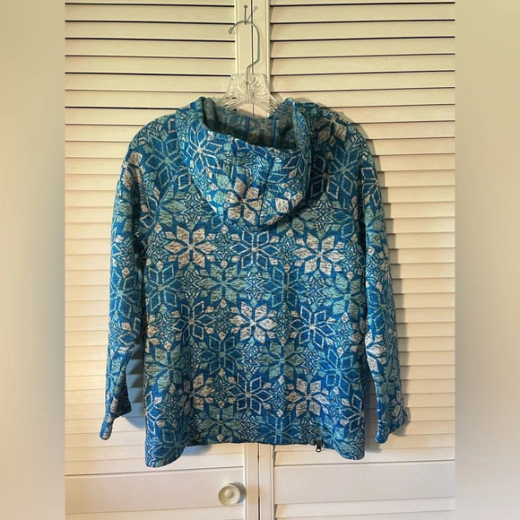 Talbots Snowflake Hooded Pullover Zipper Sweater Structures Pockets Size Small - Picture 8 of 14